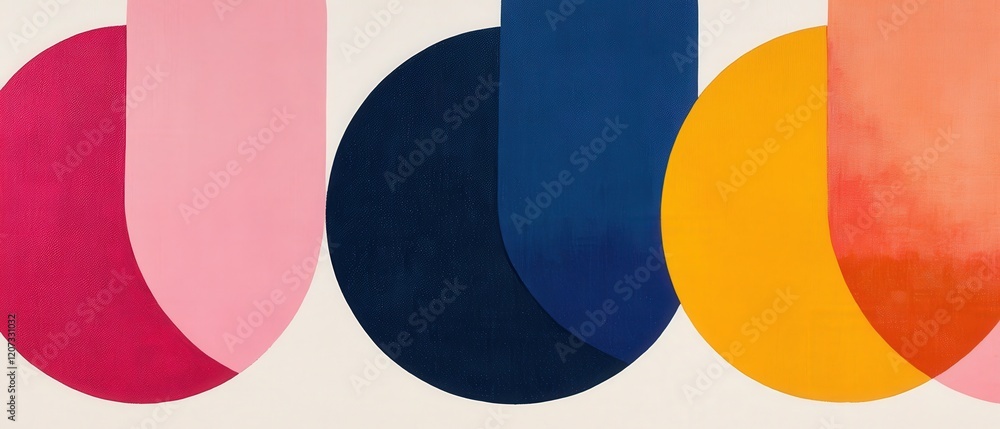 Poster abstract geometric shapes in vibrant color palette creating modern art background for creative desig