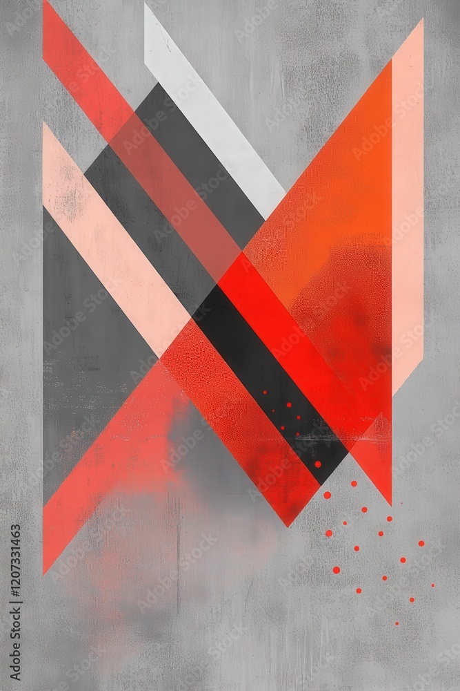 Poster abstract geometric design with bold colors and lines on textured background, digital art for modern 