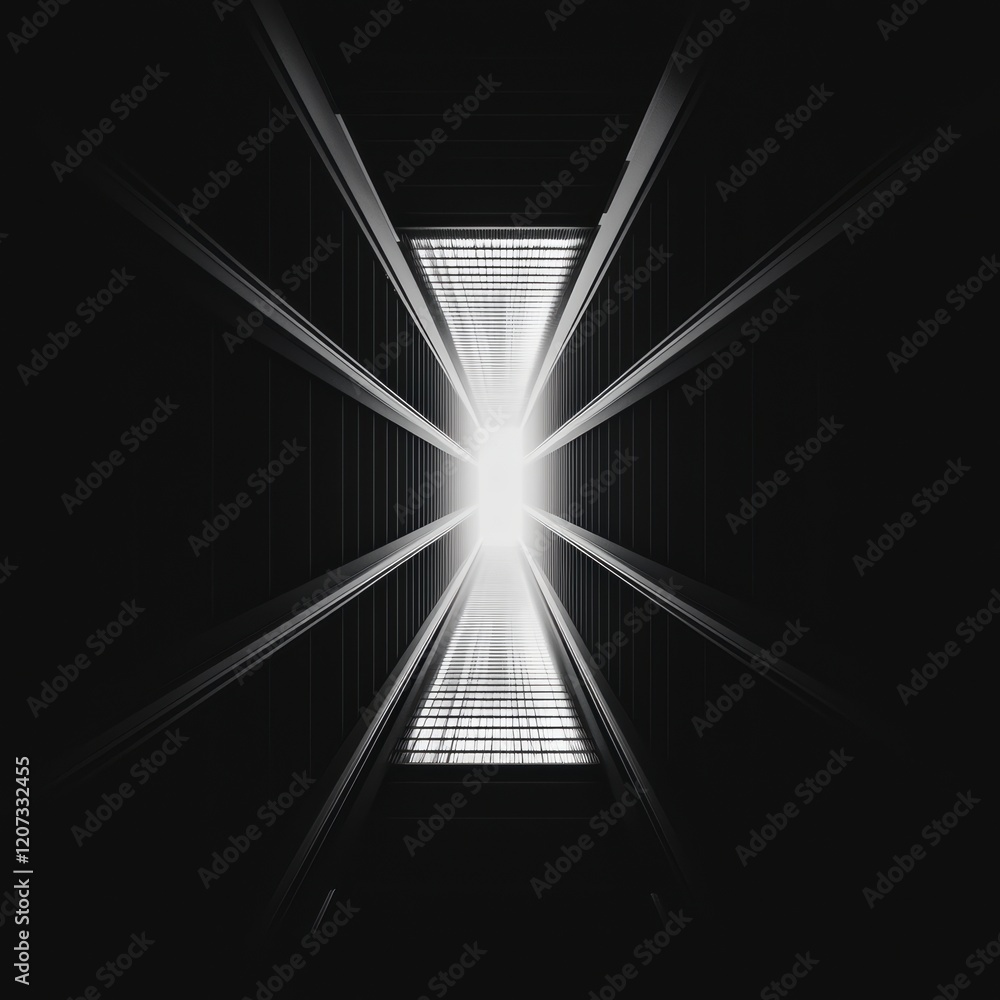 Aufkleber abstract architecture dark corridor light at end geometric modern building 3d structu