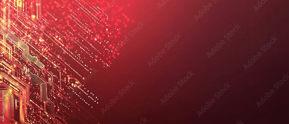 Poster abstract red circuit board technology background digital design