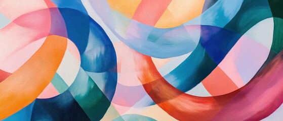 Obraz premium Abstract art with colorful curved shapes and flowing lines, perfect for modern interior design, artistic inspiration, or creative projects. Vibrant contemporary wall decor.
