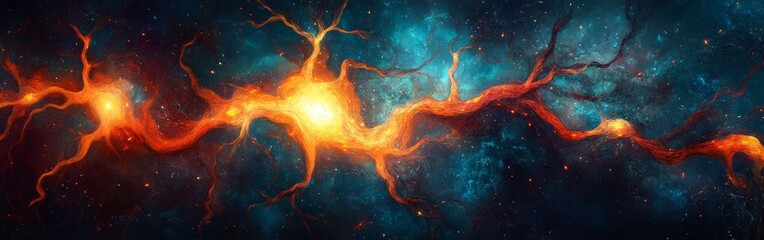 Artistic representation of neural links with vibrant colors. Perfect for AI research, creative projects, and marketing.