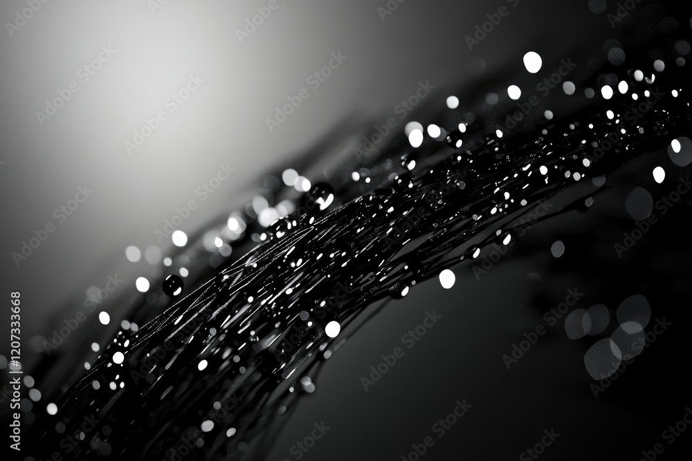 Aufkleber abstract black and white image of flowing liquid with water droplets, creating a mesmerizing visual 