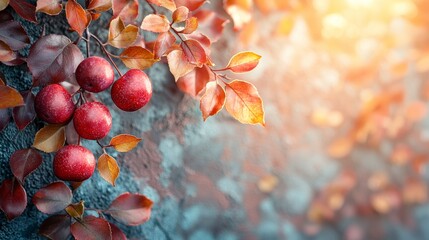 Autumn Apples and Leaves