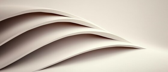 Abstract White Curves  3D Render  Modern Minimalist Background  Elegant Design