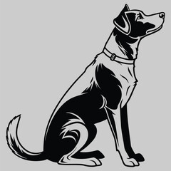 dog sitting attentively silhouette vector design art aand illustration