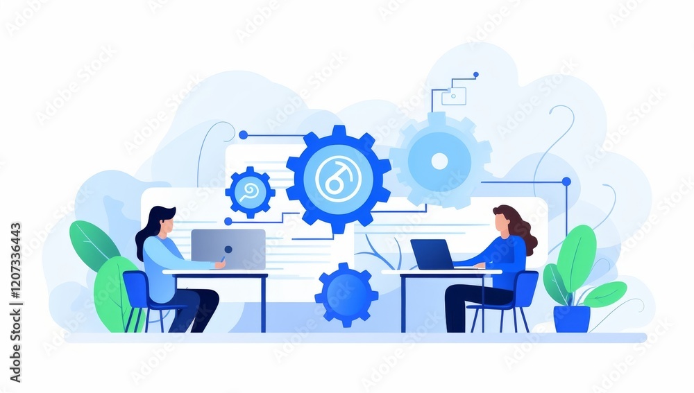 Poster teamwork and productivity in a tech company: collaborative workflow and efficient processes