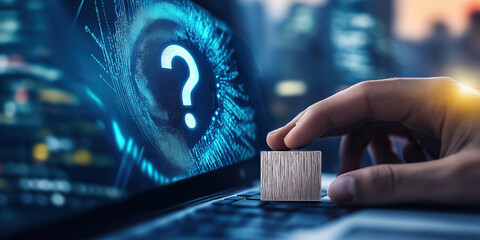 question mark sign and technology solutions concept