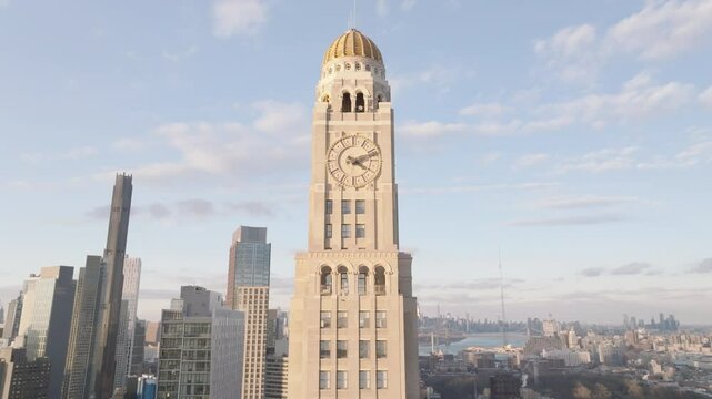 Aerial view of Brooklyn's One Hanson Place. Shot on a winter afternoon in New York City.