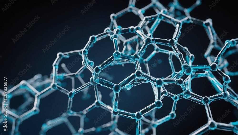 Wall mural a medical-themed digital composition featuring abstract hexagonal molecular patterns with glowing no