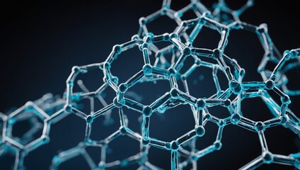 A medical-themed digital composition featuring abstract hexagonal molecular patterns with glowing nodes