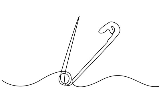 recommend clip art: Continuous one line safety pin. Single line art safety pin.one continuous single drawn line art doodle outline safety pin