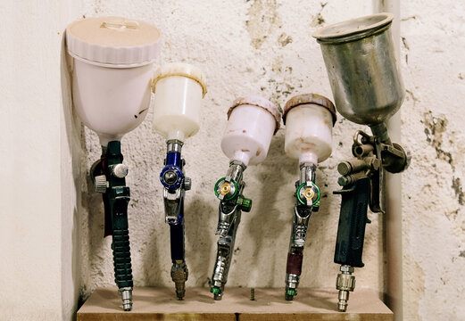 Airbrushes and Paint Sprayers in a Luthier Workshop