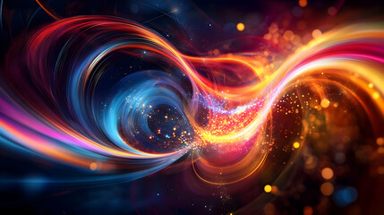Obraz premium Vibrant Swirling Lines Of Light And Particles, Creating An Abstract Motion Of Color And Energy. Generative AI