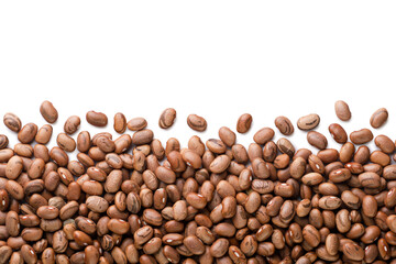 Brown beans background. Isolated, top view.