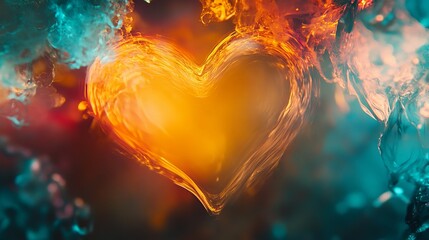 Fluid heart captured through long exposure technique reveals vibrant colors and dynamic motion