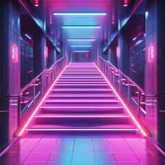 Neon Stairway to the Night Club
