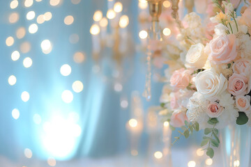 Elegant Wedding Table Setting Romantic Centerpiece with Bokeh Lights