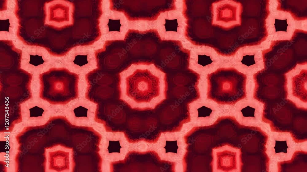 Poster decorative red and pink geometric pattern showcasing intricate designs in a symmetrical layout