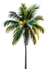 Fototapeta premium Lush Tropical Coconut Palm Tree Isolated on White