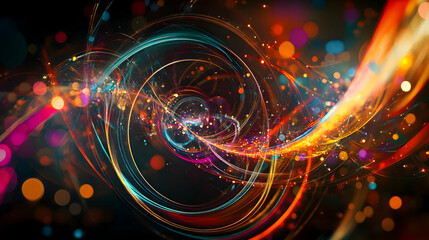 Obraz premium Dynamic Colorful Swirls Of Light And Energy, Abstract Flowing Lines Creating A Vibrant Motion Effect. Generative AI