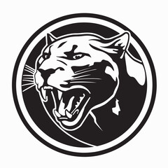 Puma Head Roaring  logo image vector. puma roar logo design illustration on white background.