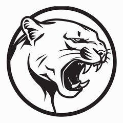 Puma Roaring image vector. puma roar logo design illustration on white background.