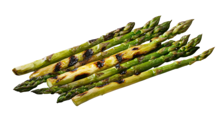 Grilled asparagus isolated on transparent background