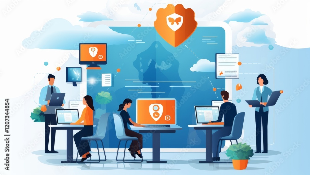Aufkleber global secure network data protection system for business