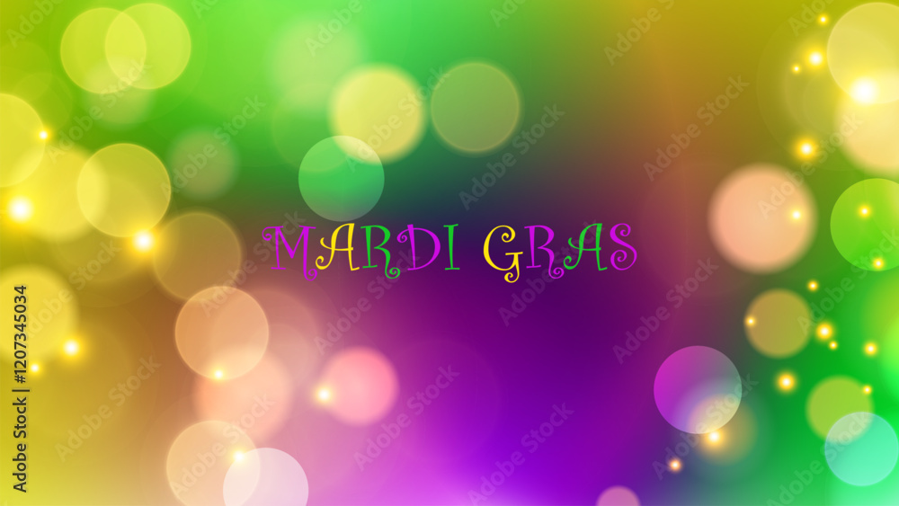 Aufkleber mardi gras festive background with bokeh lights. bright color gradients. graphic template for fat tu