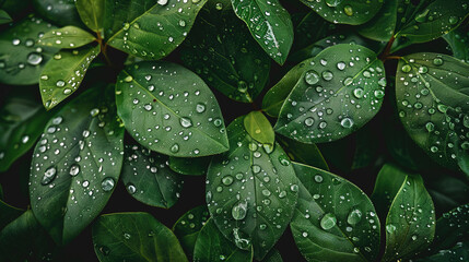 drop of water in green leaf