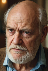 Obraz premium Portrait eines grimmig schauenden alten Mannes
