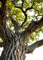 Majestic Tree with Lush Green Canopy and Textured Bark
