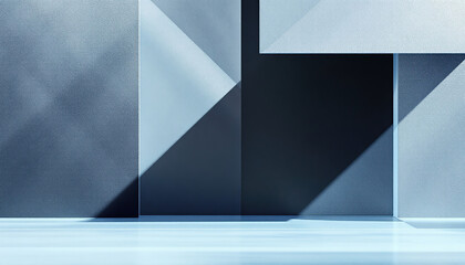 Abstract Blue Geometric Wall Structure Design