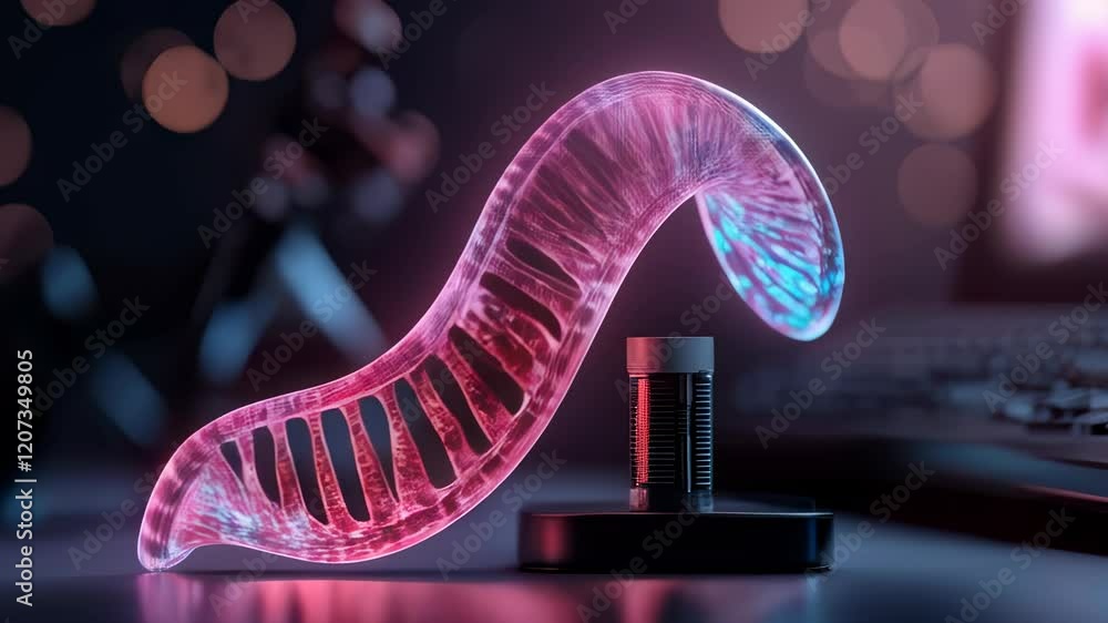 Poster abstract representation of dna helix against blurred colorful background for science
