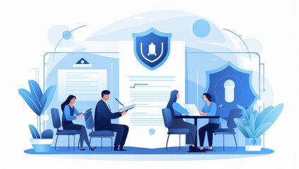 Secure Data Protection Contract Signing Illustration