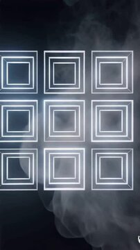 A stunning display with mist and LEDs that, on static display sequentially unfolds the logical derivation of all permutations of every square in a grid which might be either white or black.