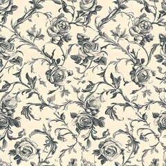 Elegant Black And White Rose Floral Pattern Design