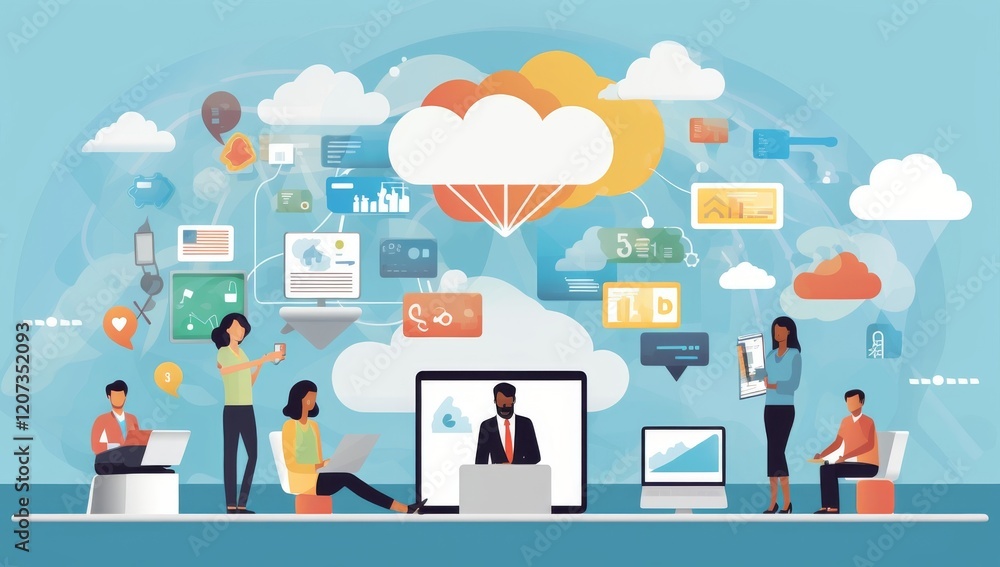 Poster global network collaboration: diverse team working in cloud computing environment