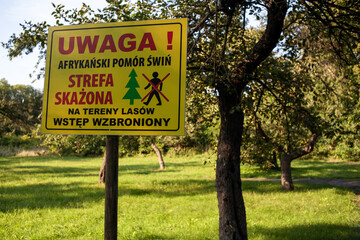 Informacja o wejściu do strefy skażonej afrykańskim pomorem świń