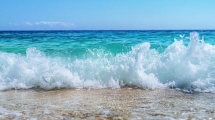 Obraz premium Ocean Waves Crashing on a Sandy Beach