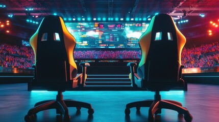 Esports Arena - Two Chairs Facing a Giant Screen