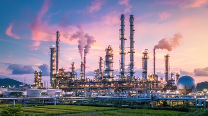 Industrial Complex at Sunset