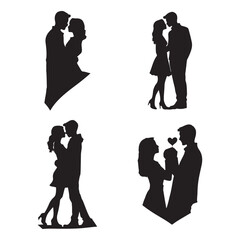 Set of Love shape Happy Valentine's day pear elegant Silhouette vector