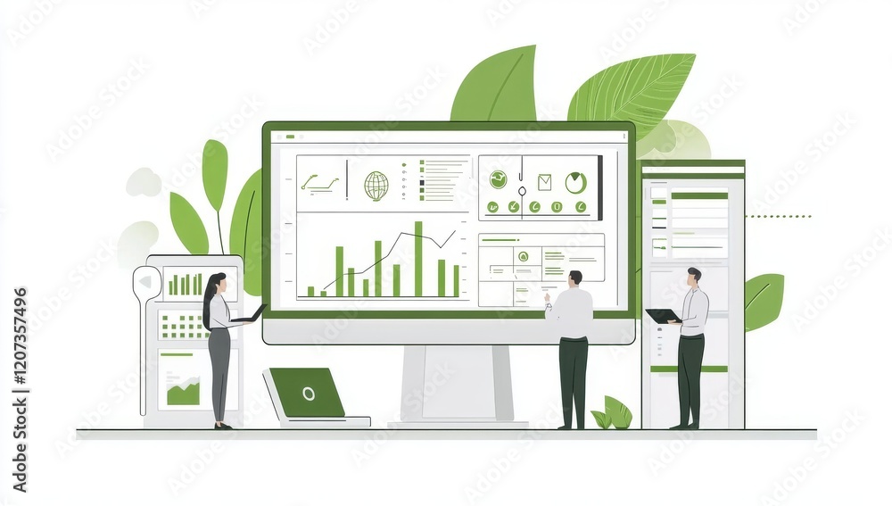 Poster business analytics dashboard: team collaboration and data visualization