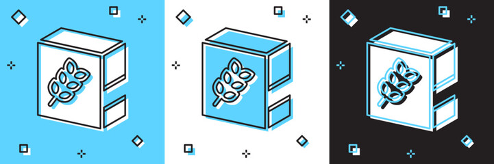 Set Flour pack icon isolated on blue and white, black background. Vector