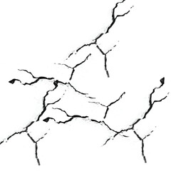 Abstract illustration of the danger, destruction and damage concept: cracks in white surface of the white wall or white floor closeup view, 
