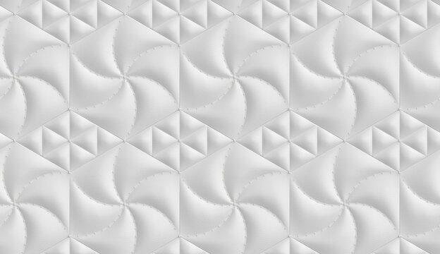 White 3D Wallpaper with Soft Hexagonal and Rhombus Panels
