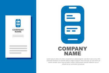 Obraz premium Blue Online translator icon isolated on white background. Foreign language conversation icons in chat speech bubble. Translating concept. Logo design template element. Vector