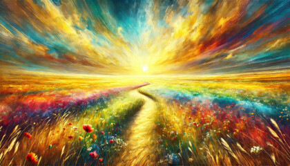 希望に満ちた春の小川と草花のハーモニー。
癒しと安らぎを届ける春の風景。
解放感を表現した空と大地。
色彩が織りなす幸福のパノラマ。
喜びと希望を描いた色鮮やかな風景。
Generated by AI.
